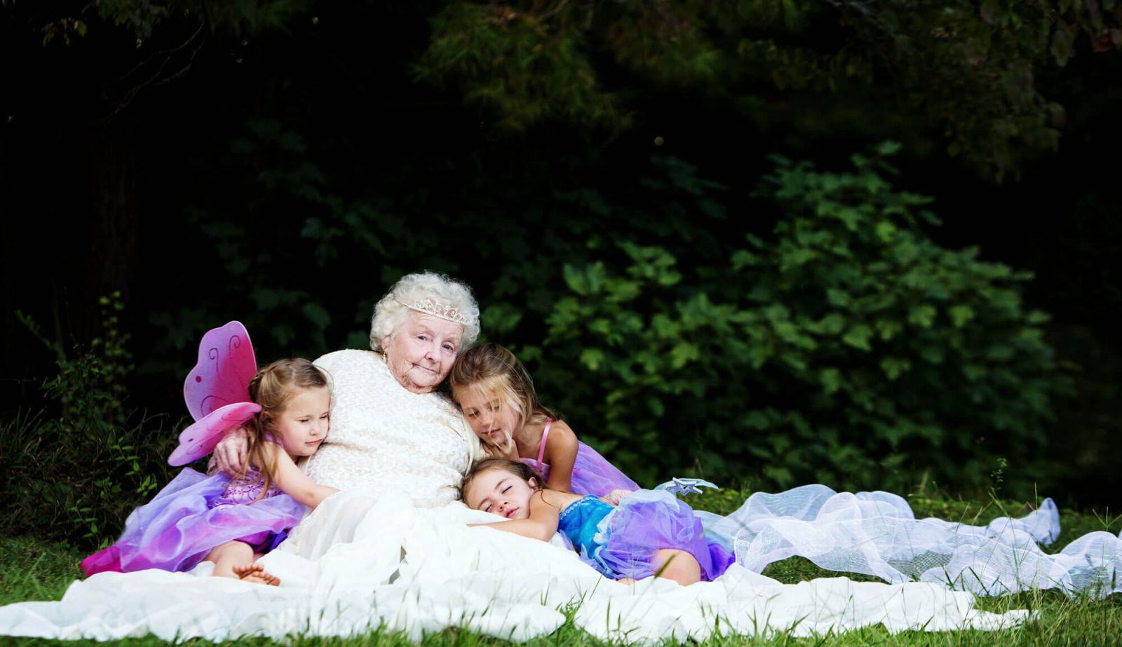 fine art portrait of grandmother and grandchildren