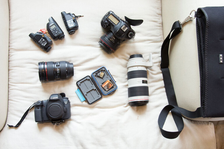 Layflat of photography gear to illustrate tools needed