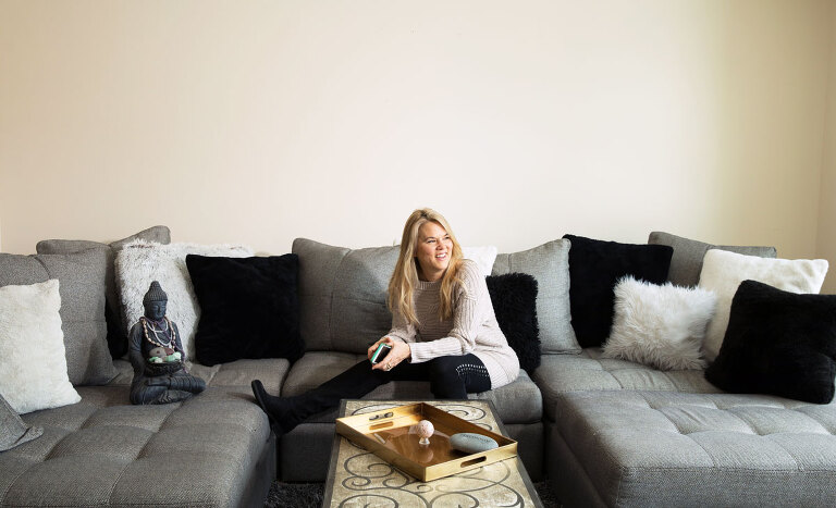 photograph of a professional woman illustrating her brand in her workspace